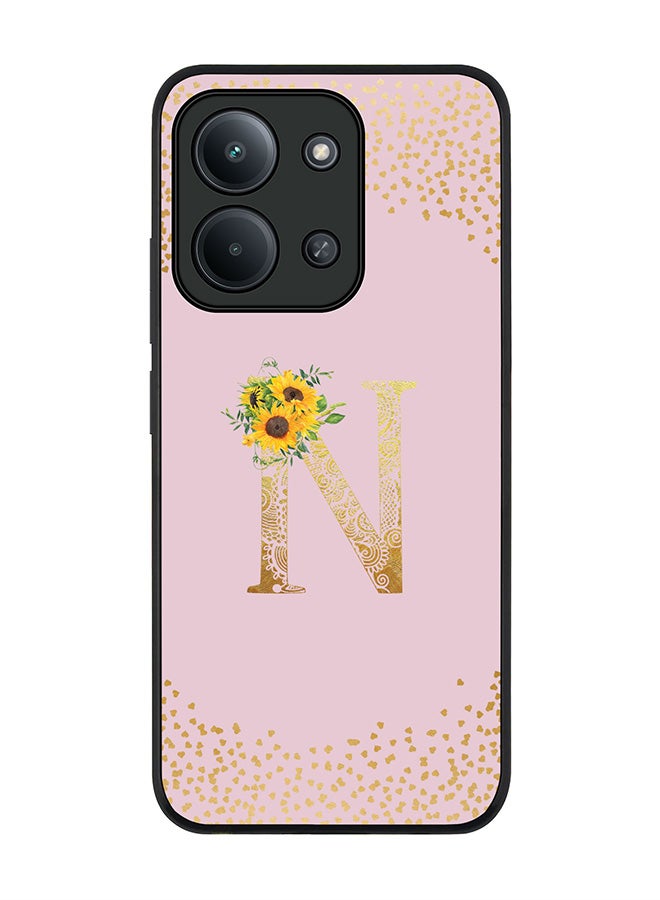 For Xiaomi Redmi 15C 4G Case,Slim fit Camera Protection, Shockproof Thin Phone cover  - Custom Floral Monogram - N  (Pink )